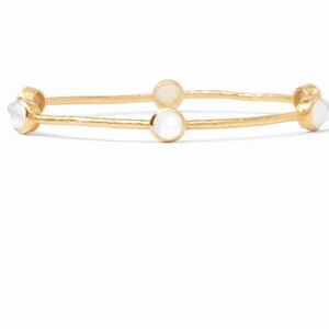 Julie Vos Gold Bangle Bracelet with White Stones